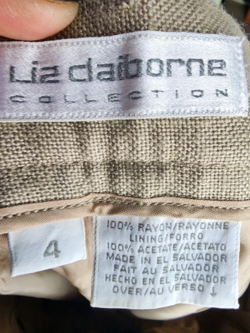 VTG 90s Liz Claiborne Collection Lined Trousers Taupe 4